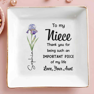 To My Niece, Thank You For Being An Important Piece - Personalized Custom Jewelry Dish, Square Ceramic Dish - NCE029_SCRD