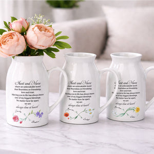 Aunt And Niece Share An Unbreakable Bond Custom Birth Month Flowers - Personalized Ceramic Flower Vase
