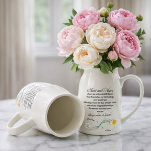 Aunt And Niece Share An Unbreakable Bond Custom Birth Month Flowers - Personalized Ceramic Flower Vase