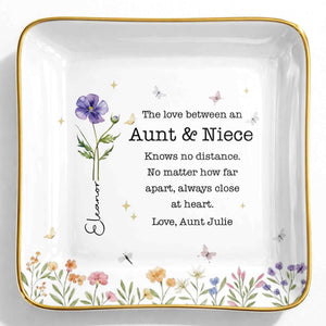 The Love Between An Aunt And Niece With Watercolor Flowers - Personalized Custom Jewelry Dish, Ceramic Dish, Square Shape - NCE091_SCRF