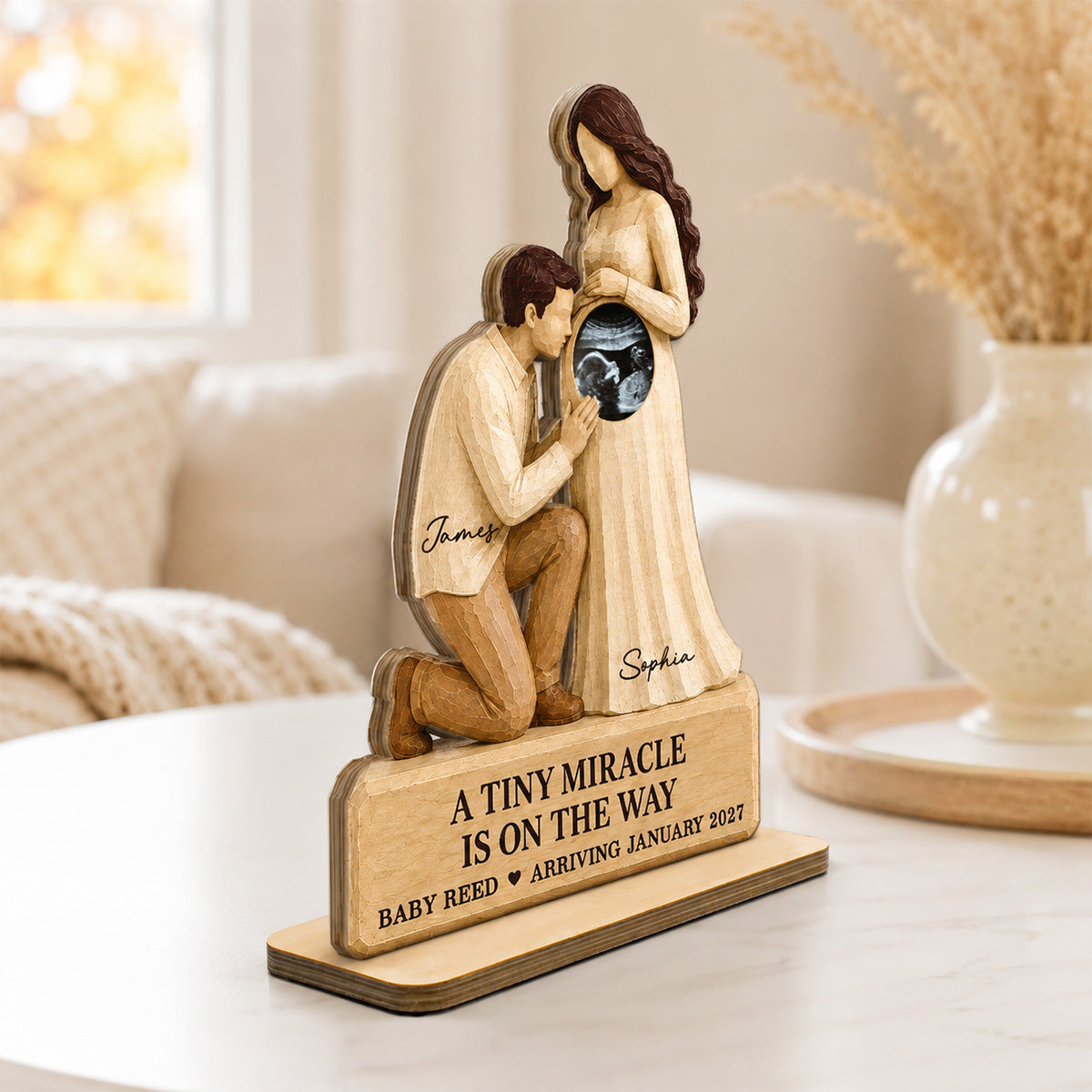 Tiny Miracle On The Way 2D Flat Printed - Personalized 2-Layered Wooden Plaque
