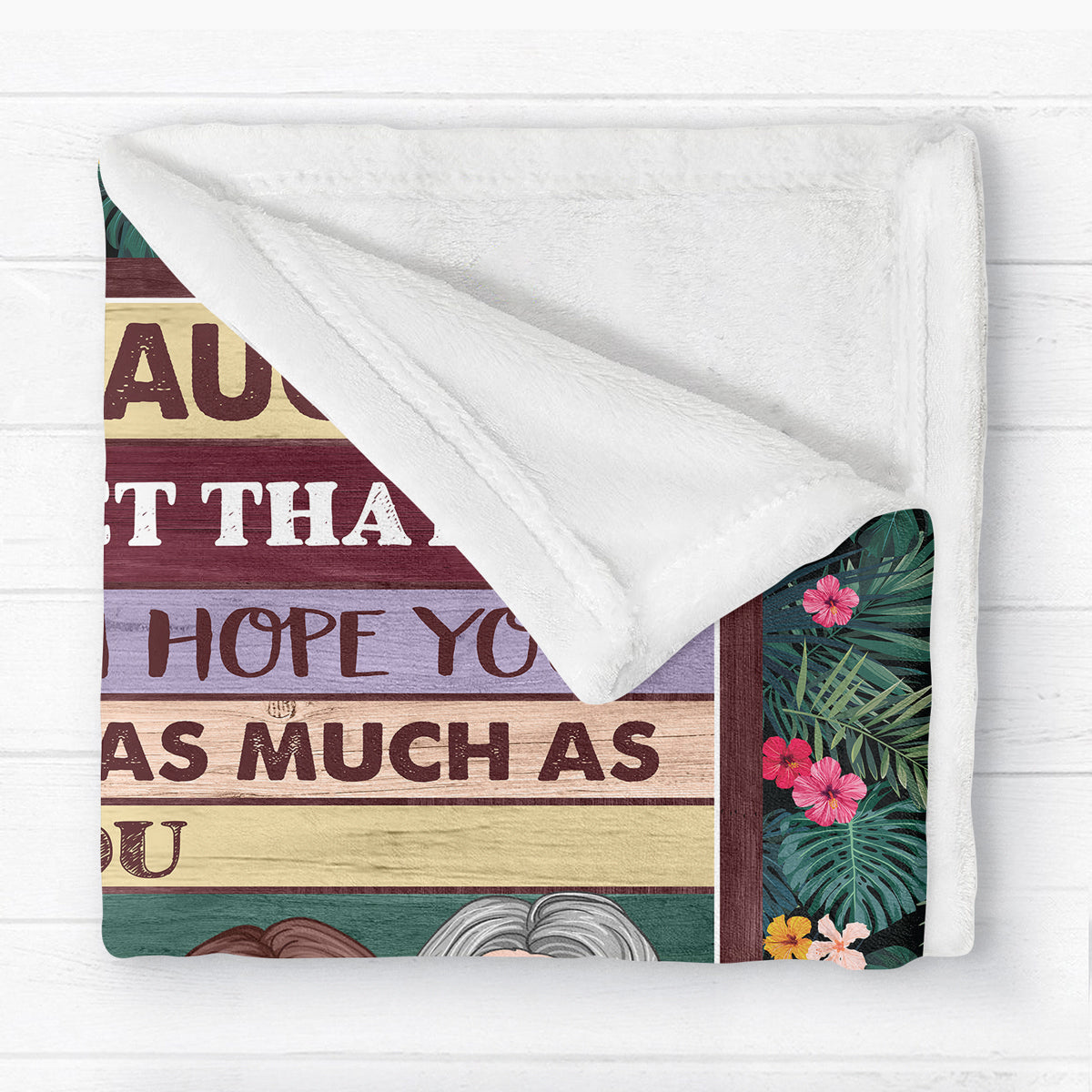 Grandma & Grandkid Hugging - Personalized Fleece Blanket - Gift For Grandma, Daughter