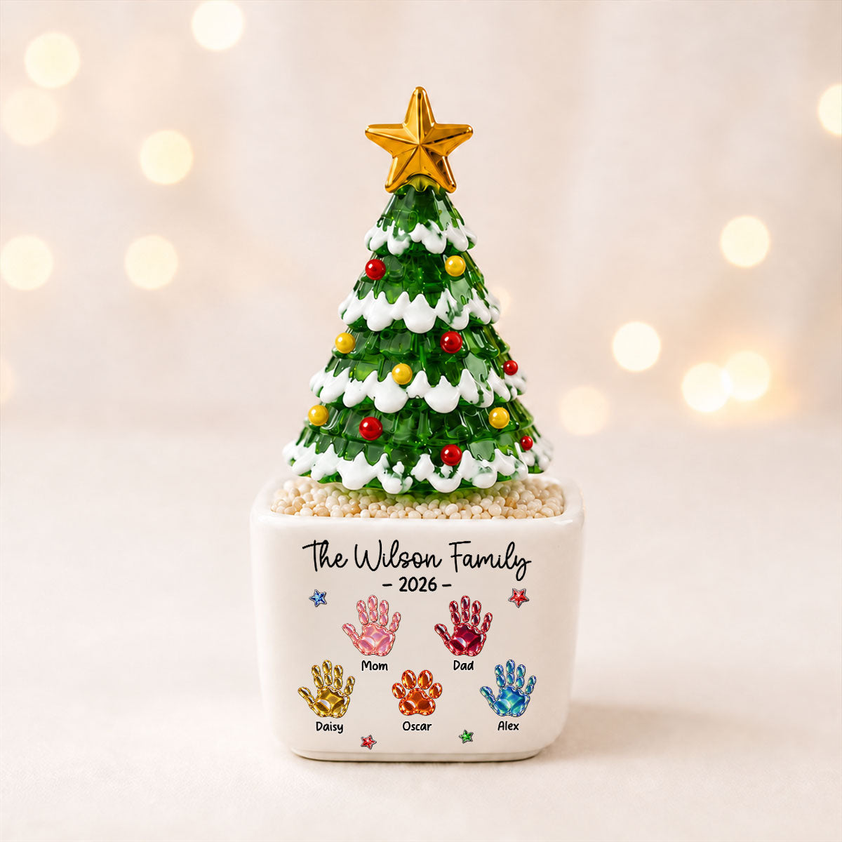Family Stocking - Personalized Glass Christmas Tree - Christmas Gift For Family
