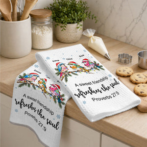 Sweet Friendship Birds Personalized Kitchen Towel