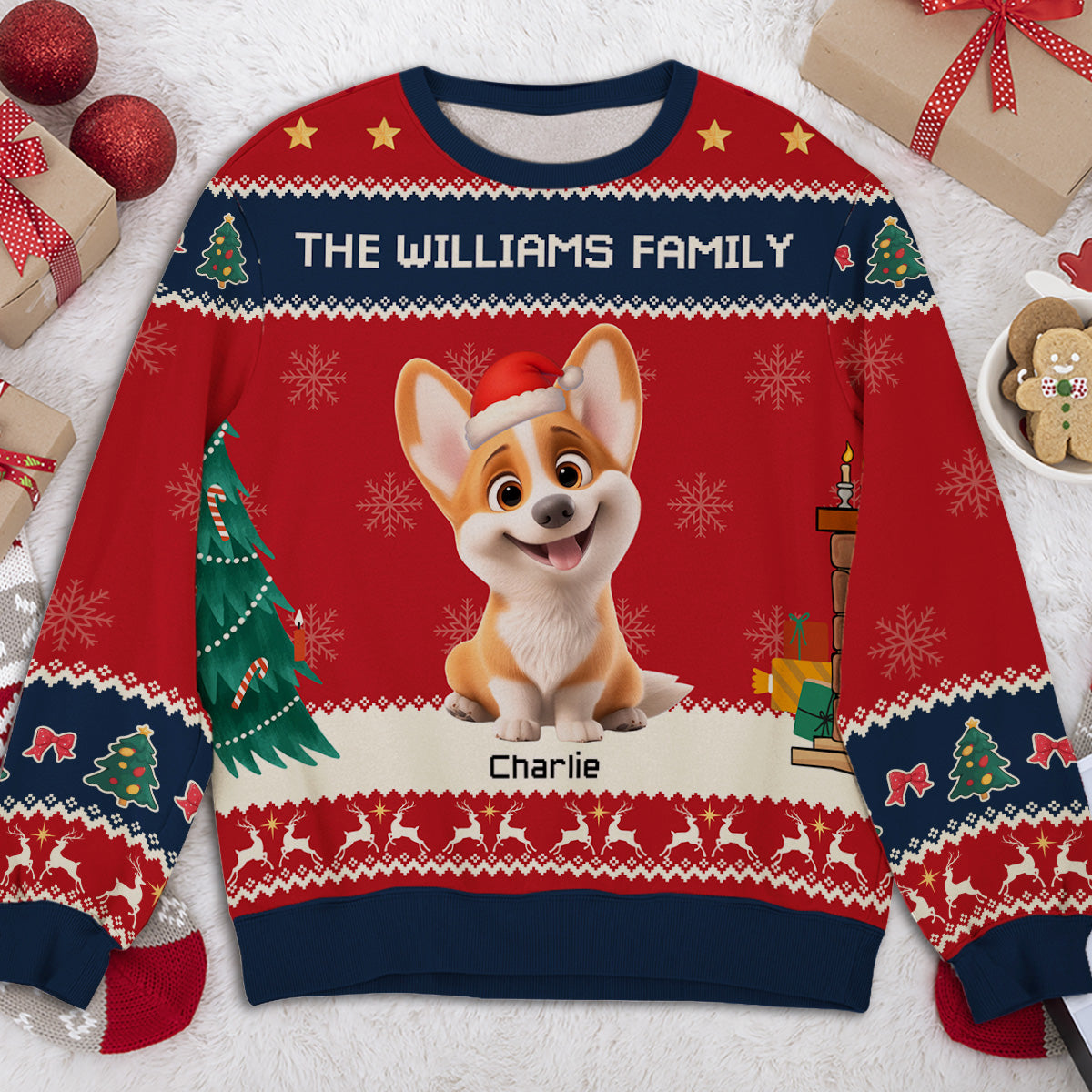 Family Dog Christmas - Personalized All-Over-Print Sweatshirt