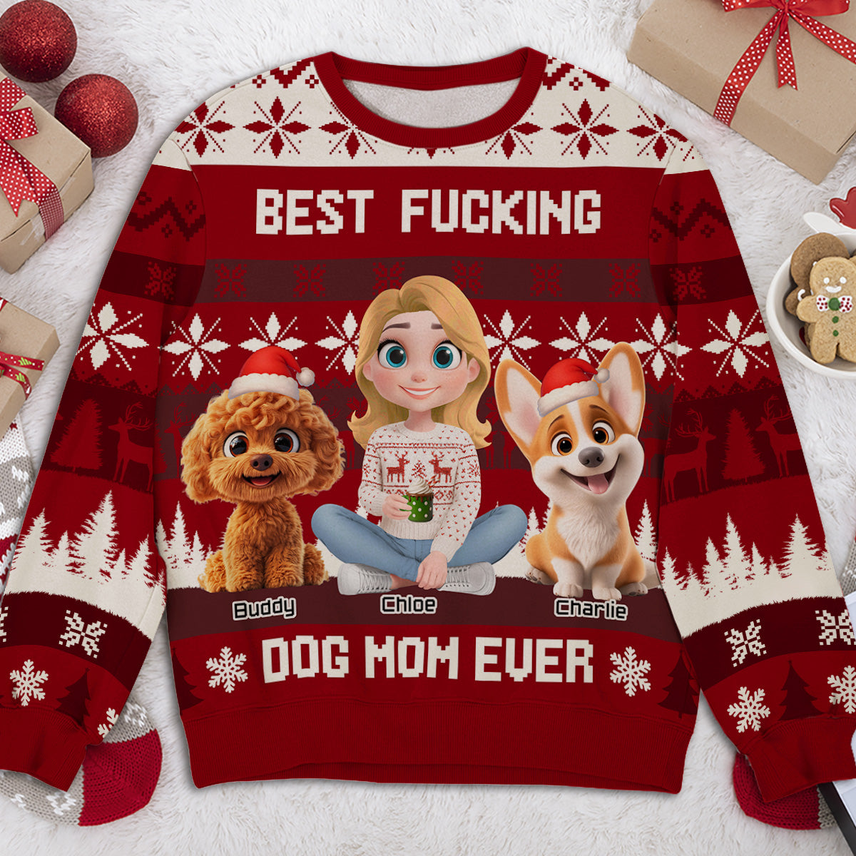 Best F Dog Dad Mom Ever - Personalized All-Over-Print Sweatshirt