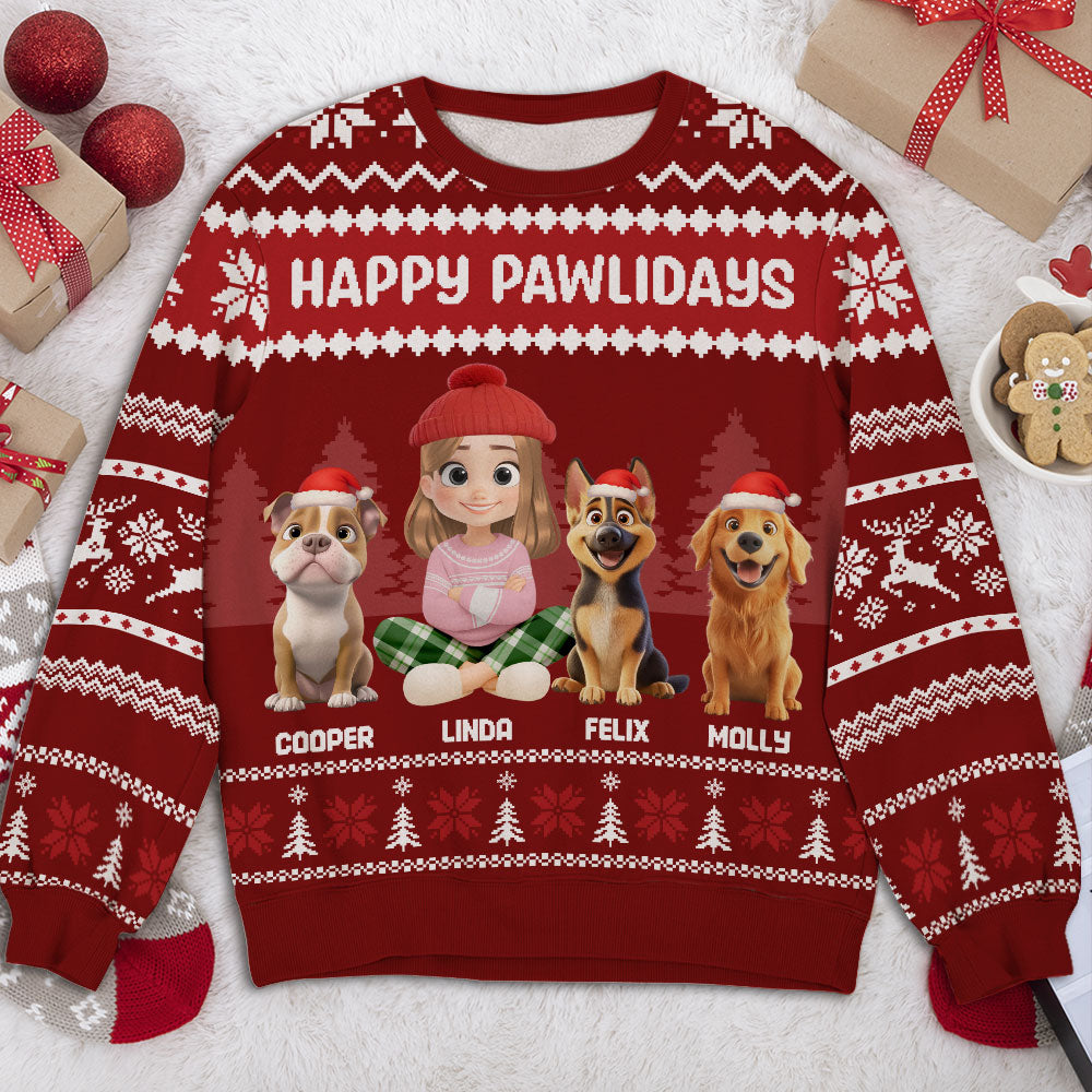Lovely Dog Mom Dad Chibi Christmas - Personalized All-Over-Print Sweatshirt