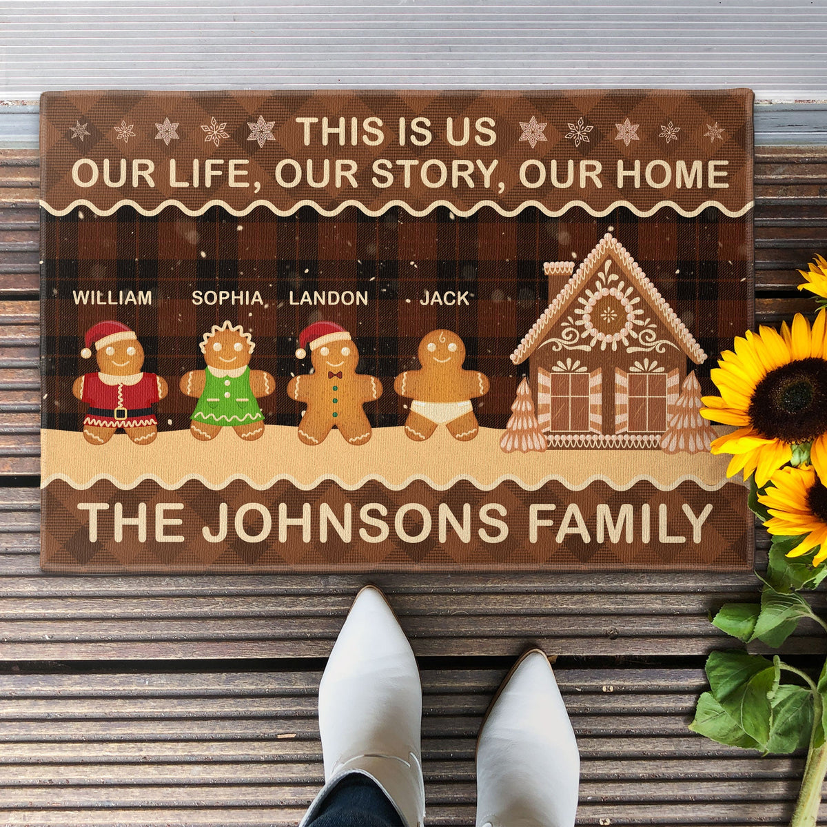 Our Life, Our Story, Our Home - Personalized Doormat - Christmas, Loving Gift For Family Member, Dad, Mom, Sisters, Brothers