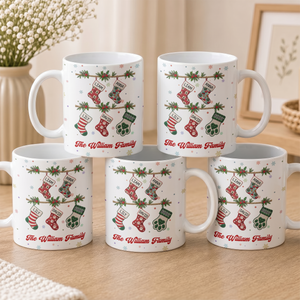 Our Family Patchwork Print Stocking - Personalized Mug — 1