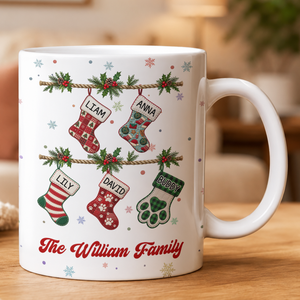 Our Family Patchwork Print Stocking - Personalized Mug — 2