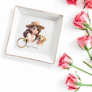 Cherish Every Moment With Your Pet In Cartoon Style - Personalized Custom Jewelry Dish - PET028_SCRD