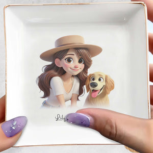 Cherish Every Moment With Your Pet In Cartoon Style - Personalized Custom Jewelry Dish - PET028_SCRD