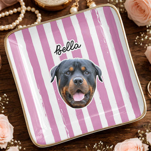 Capture The Joy Of Your Beloved Pet - Personalized Custom Jewelry Dish, Ceramic Dish, Square Shape - PET132_SCRF