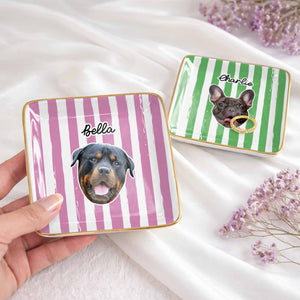 Capture The Joy Of Your Beloved Pet - Personalized Custom Jewelry Dish, Ceramic Dish, Square Shape - PET132_SCRF