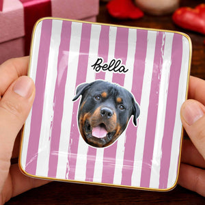 Capture The Joy Of Your Beloved Pet - Personalized Custom Jewelry Dish, Ceramic Dish, Square Shape - PET132_SCRF