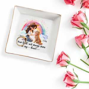 Girl And Her Pet Under Rainbow Shine In My Heart - Personalized Custom Jewelry Dish - PME011_SCRD