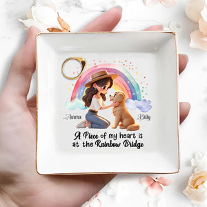 Rainbow Bridge Heartfelt Memorial For Beloved Pet - Personalized Custom Jewelry Dish - PME012_SCRD