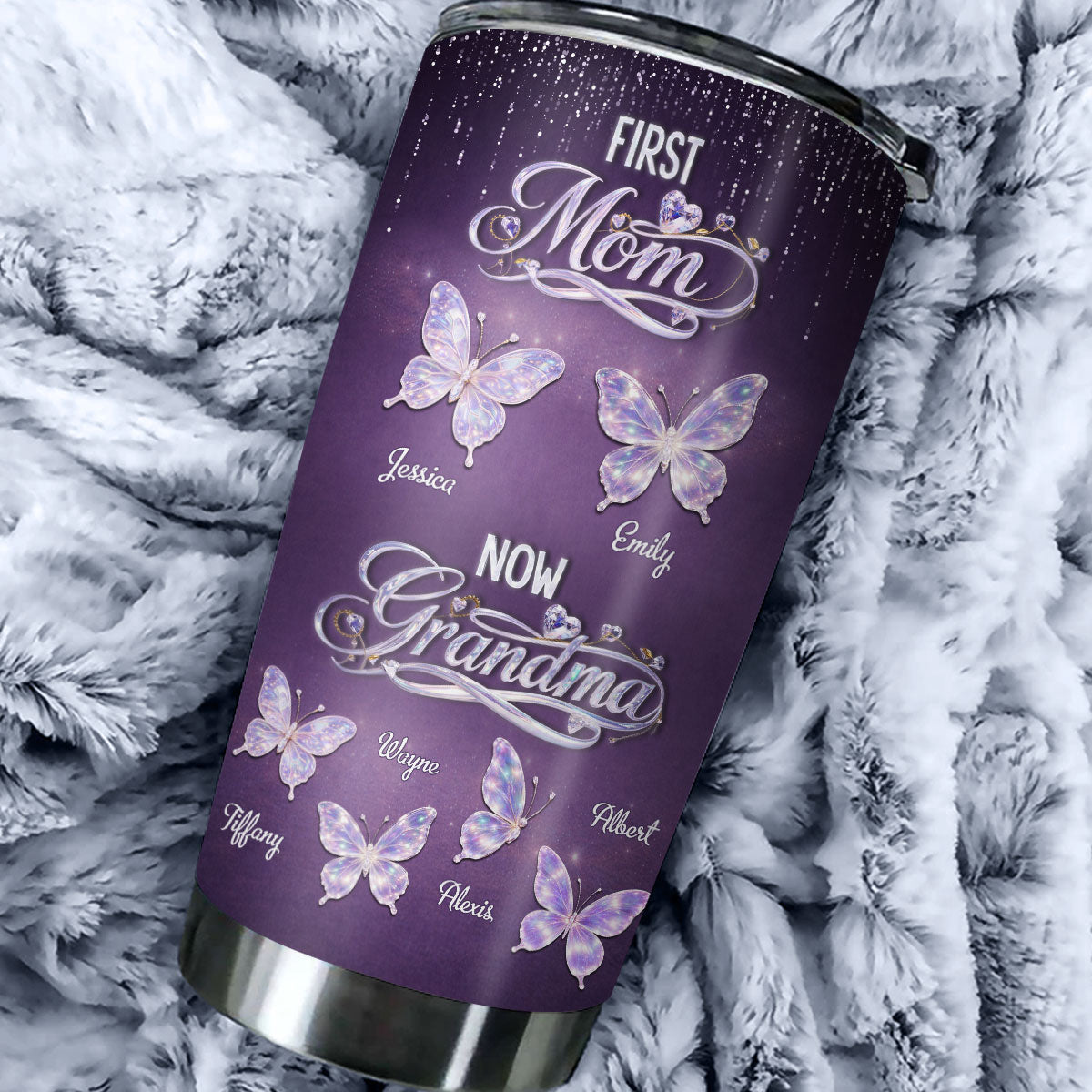 First Mom Now Grandma Crystal - Personalized Tumbler - Christmas Gift For Grandma