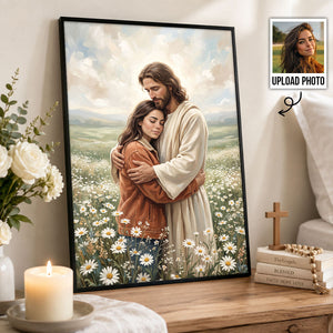 Safe In His Arms personalized poster in a bedroom