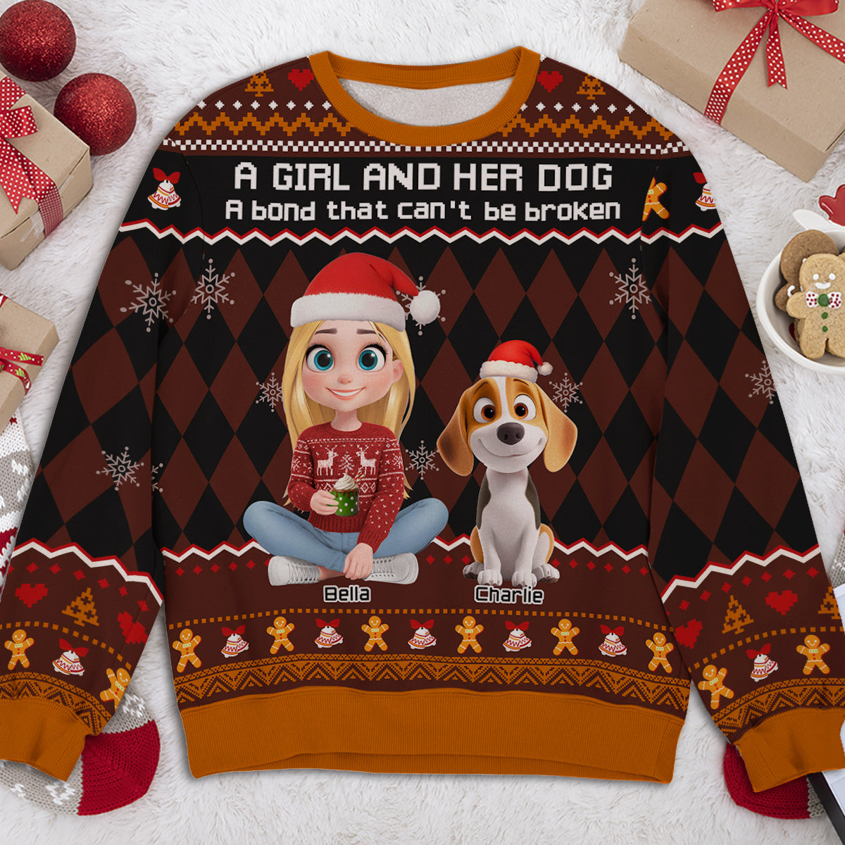 Just A Girl Who Loves Her Dog Christmas - Personalized All-Over-Print Sweatshirt