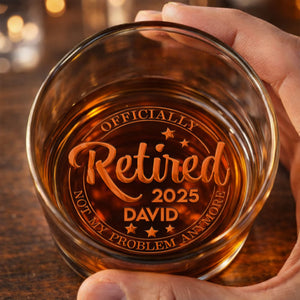 Every Sip Tastes Like It's Not My Problem Anymore Palm Tree Beach - Personalized Whiskey Glass - RETIRE015_PRIWI
