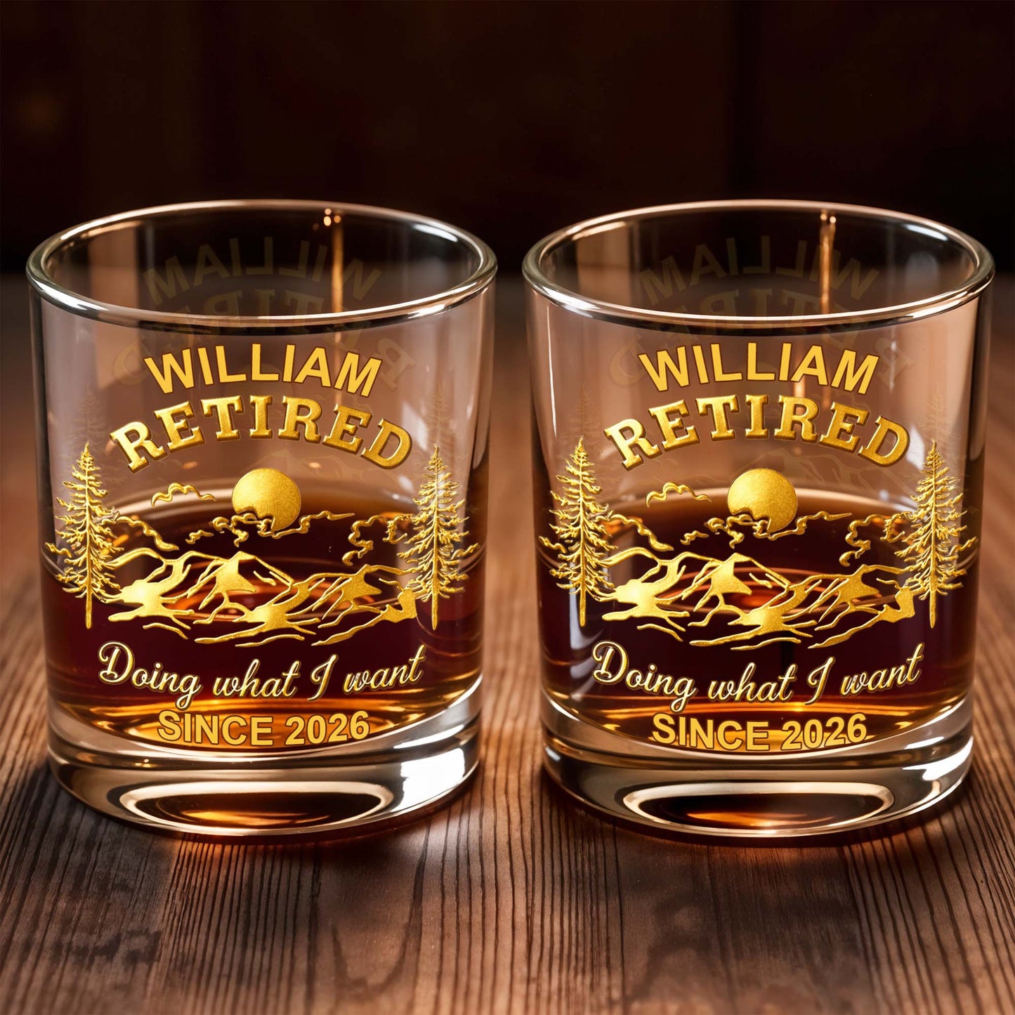 Doing What I Want, Trees And Running Deer - Personalized Custom Whiskey Glass - RETIRE023_RWG