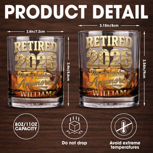 Retired Not My Problem Anymore With Golden American Flag Pattern - Personalized Custom Whiskey Glass - RETIRE069_RWG