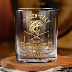 O-Fish-Ally Retired Gone Fishing Permanently With Fish And Rods - Personalized Whiskey Glass - RETIRE095_PRIWI