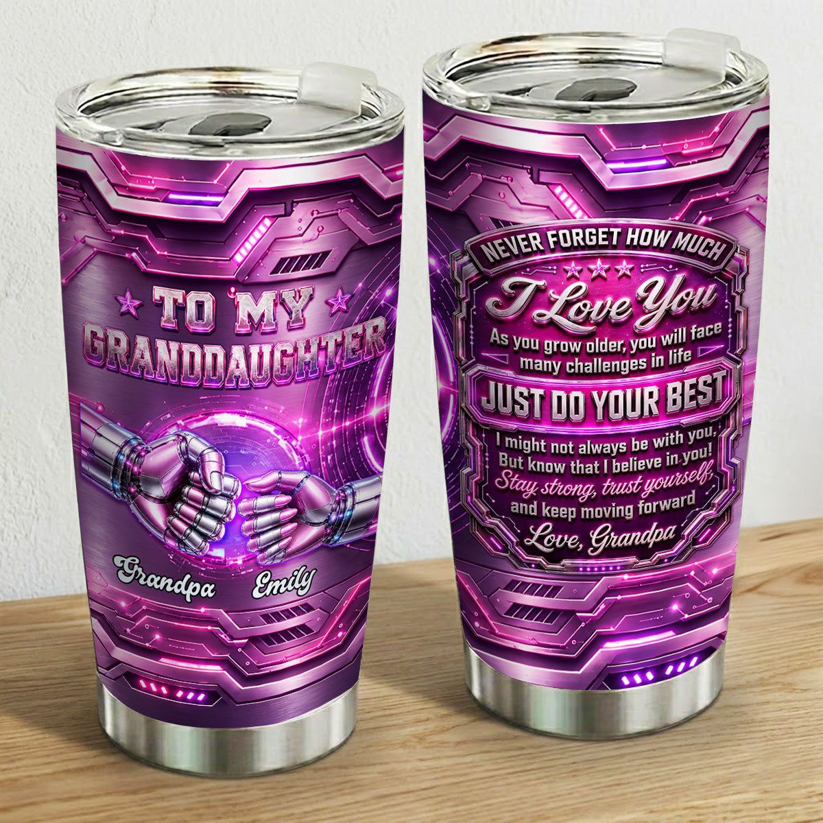 Granddaughter Motivational - Personalized 3D Effect Tumbler - Christmas Gift For Daughter, Granddaughter