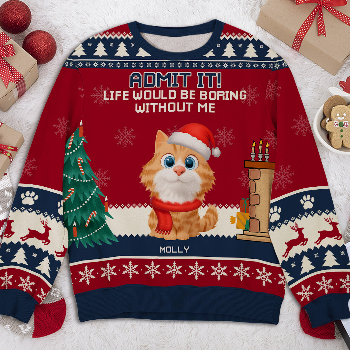 Snowy Pawlidays Pet Cartoon - Personalized All-Over-Print Sweatshirt