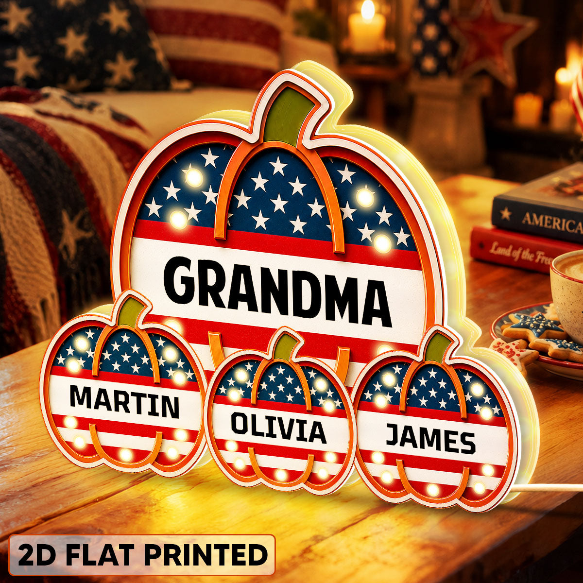 Patriotic Grandma Little Pumpkins - Personalized Light Box