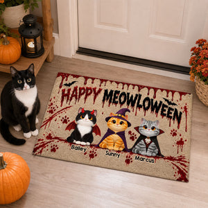 Halloween Horror Theme Beware Of Little Meownsters Cats - Personalized Doormat - Halloween Decor For Cat Lovers