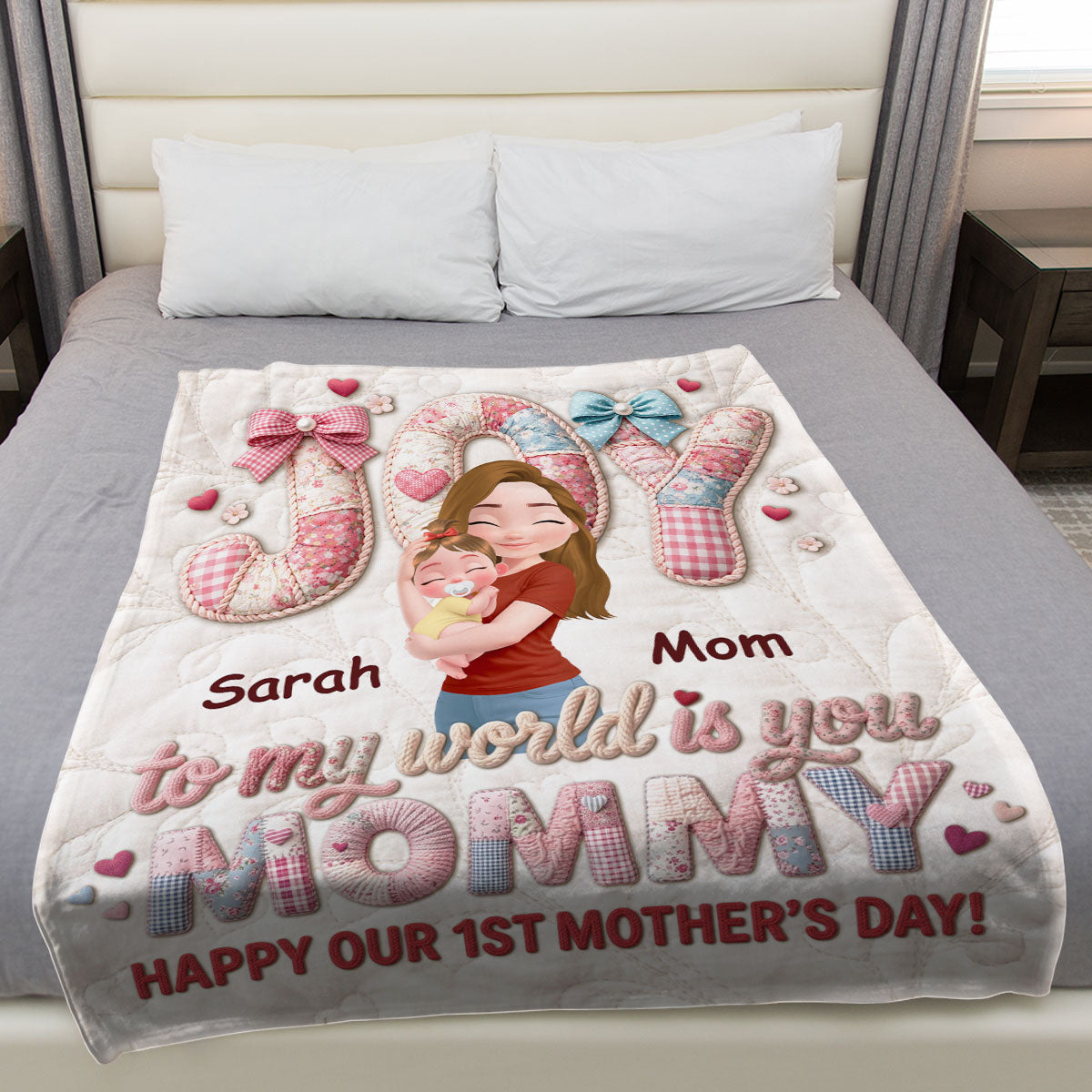 Joy To My World Is Mommy - Personalized Fleece Blanket