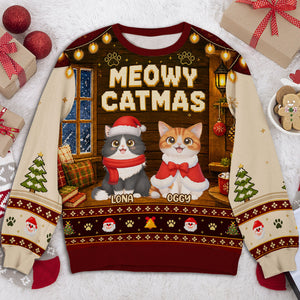 Christmas Meowy - Personalized All-Over-Print Sweatshirt