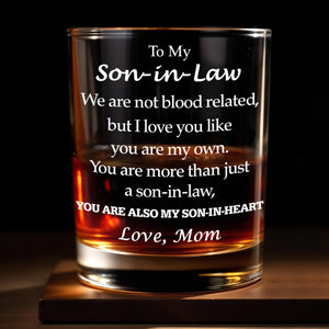 To My Son-in-Law You Are My Son In Heart Message Whiskey Glass - Personalized Custom Whiskey Glass - SILA033_RWG