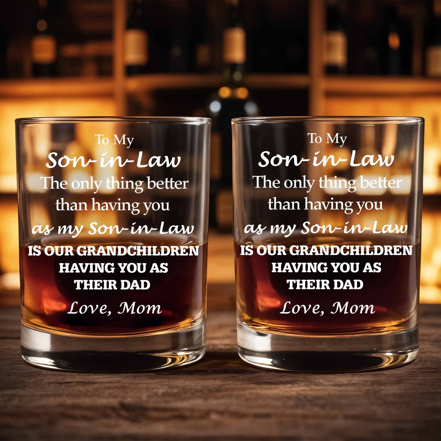 To My Son In Law Better Than Having You Typography Design - Personalized Custom Whiskey Glass - SILA040_RWG