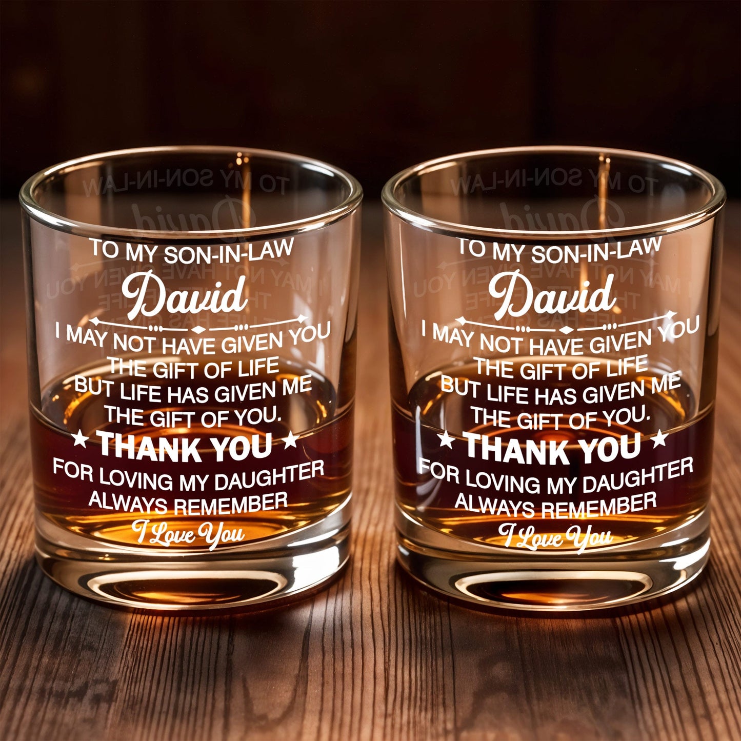To My Son In Law Life Has Given Me The Gift Of You Stars - Personalized Custom Whiskey Glass - SILA056_RWG