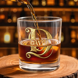 To My Son In Law Life Has Given Me The Gift Of You Golden Monogram - Personalized Custom Whiskey Glass - SILA078_RWG