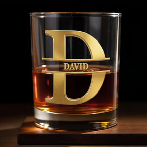 To My Son In Law Gift Of Life Golden Alphabet Art - Personalized Custom Whiskey Glass - SILA093_RWG