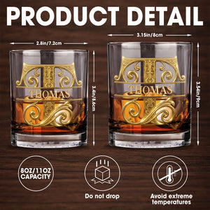 À Mon Gendre Monogram Initial Personalized Gold Lettering - Personalized Custom Whiskey Glass - SILA111_RWG