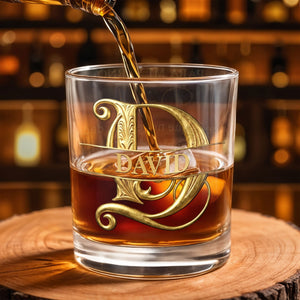 Para Mi Yerno Spanish Monogram Personalized Gold Filigree - Personalized Custom Whiskey Glass - SILA112_RWG