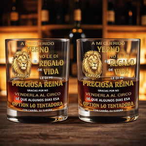 A Mi Querido Yerno Golden Lion Personalized Message For Son In Law - Personalized Custom Whiskey Glass - SILA128_RWG