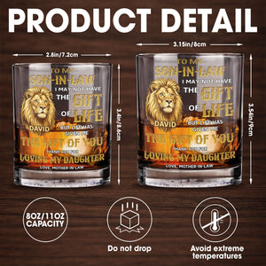 To My Son In Law The Gift Of You Lion Art - Personalized Custom Whiskey Glass - SILA133_RWG