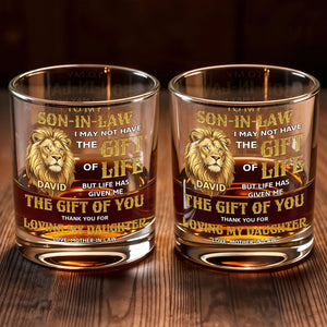 To My Son In Law The Gift Of You Lion Art - Personalized Custom Whiskey Glass - SILA133_RWG