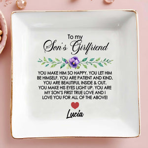 True Love and Happiness Message With Flowers and Heart - Personalized Custom Jewelry Dish - SON029_SCRD