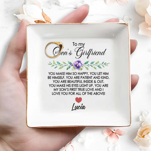 True Love and Happiness Message With Flowers and Heart - Personalized Custom Jewelry Dish - SON029_SCRD