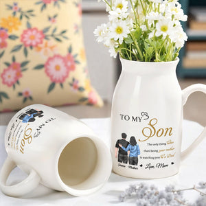 To My Son, The Only Thing Better Than Being Your Mother Is Watching You Be A Dad, Family And Hearts - Personalized Ceramic Flower Vase