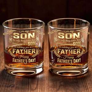To My Son Better Than Having You As A Son Laurel Wreath - Personalized Custom Whiskey Glass - SON203_RWG