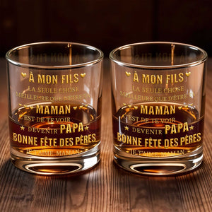 À Mon Fils Best Thing Being Your Mom Gold Text Hearts - Personalized Custom Whiskey Glass - SON211_RWG