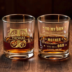 To My Son Better Than Being Your Mother Gold Monogram - Personalized Custom Whiskey Glass - SON221_RWG